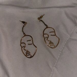 Gold Face Art Earrings